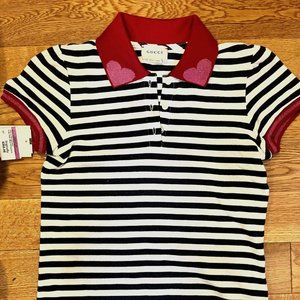 Sparkly Stripes and Heart Gucci Polo Shirt
